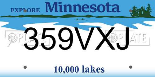 359VXJ Minnesota License Plate