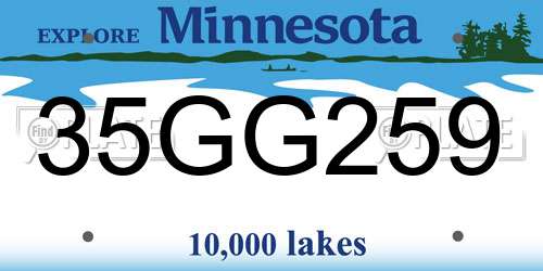 35GG259 Minnesota License Plate