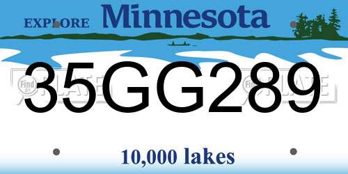 35GG289 Minnesota License Plate