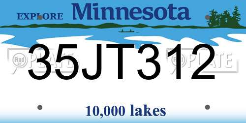 35JT312 Minnesota License Plate