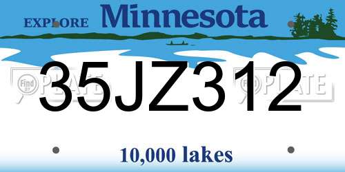 35JZ312 Minnesota License Plate