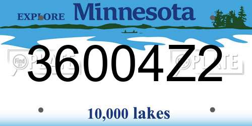 36004Z2 Minnesota License Plate