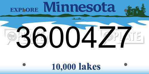 36004Z7 Minnesota License Plate