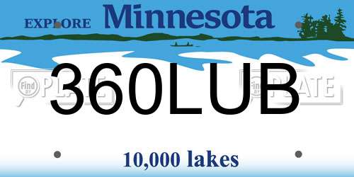 360LUB Minnesota License Plate
