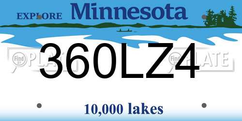 360LZ4 Minnesota License Plate