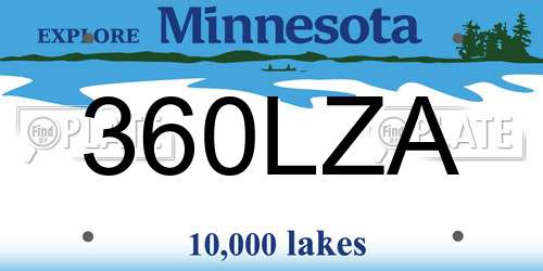 360LZA Minnesota License Plate