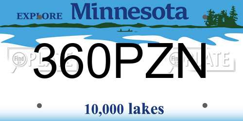 360PZN Minnesota License Plate