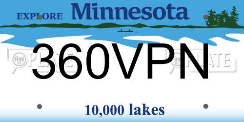 360VPN Minnesota License Plate