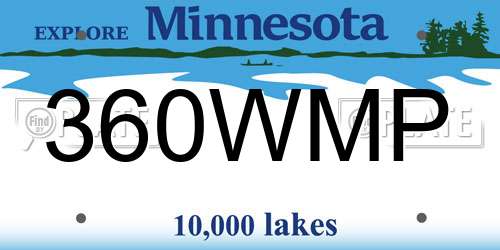 360WMP Minnesota License Plate