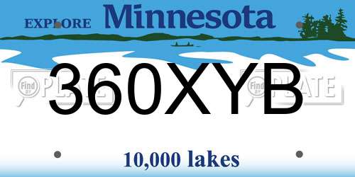 360XYB Minnesota License Plate