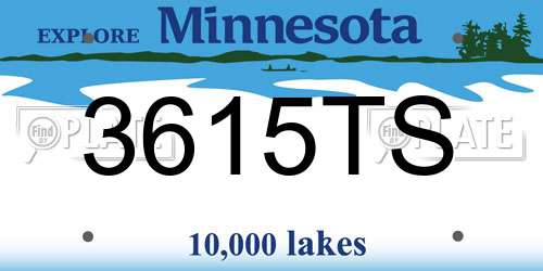 3615TS Minnesota License Plate