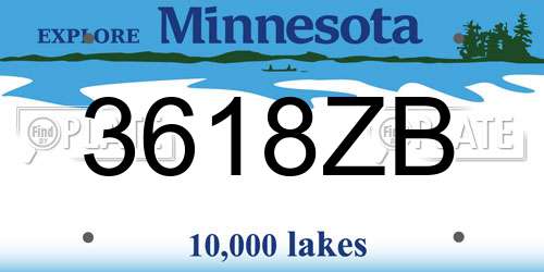 3618ZB Minnesota License Plate