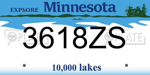 3618ZS Minnesota License Plate