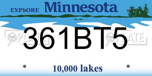 361BT5 Minnesota License Plate