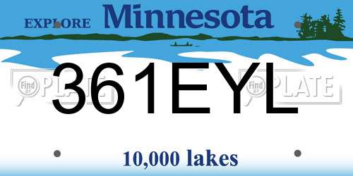 361EYL Minnesota License Plate