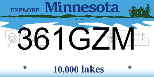 361GZM Minnesota License Plate