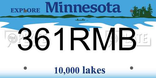 361RMB Minnesota License Plate