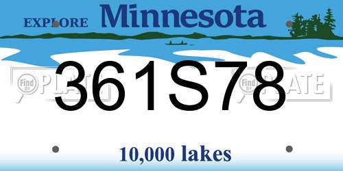 361S78 Minnesota License Plate