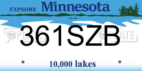 361SZB Minnesota License Plate