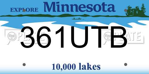 361UTB Minnesota License Plate
