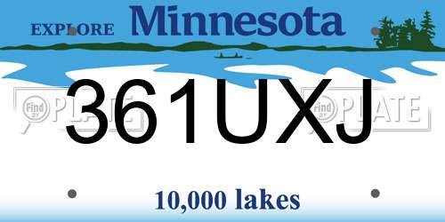 361UXJ Minnesota License Plate