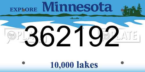 362192 Minnesota License Plate