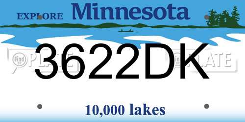 3622DK Minnesota License Plate