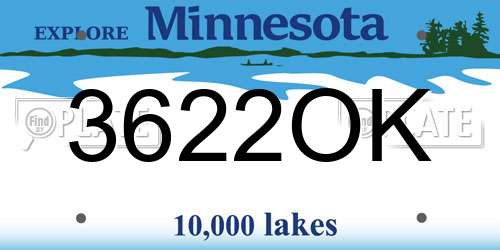 3622OK Minnesota License Plate