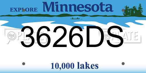 3626DS Minnesota License Plate