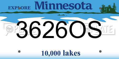 3626OS Minnesota License Plate