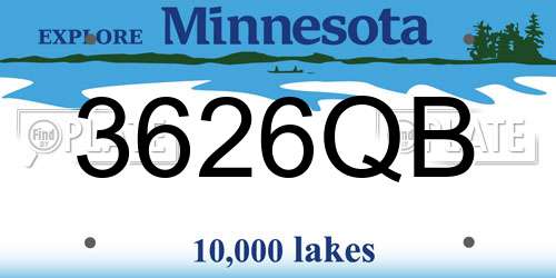 3626QB Minnesota License Plate
