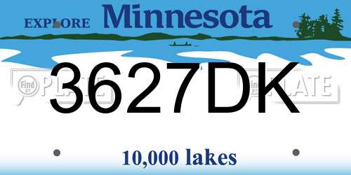 3627DK Minnesota License Plate