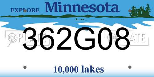 362G08 Minnesota License Plate