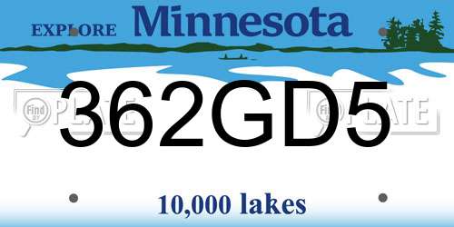 362GD5 Minnesota License Plate
