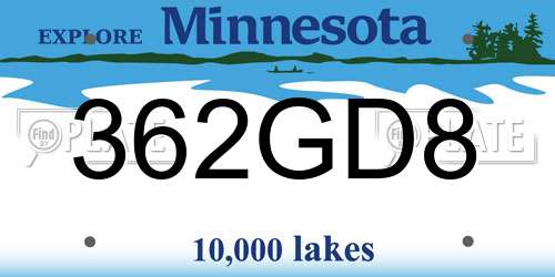 362GD8 Minnesota License Plate
