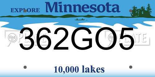 362GO5 Minnesota License Plate