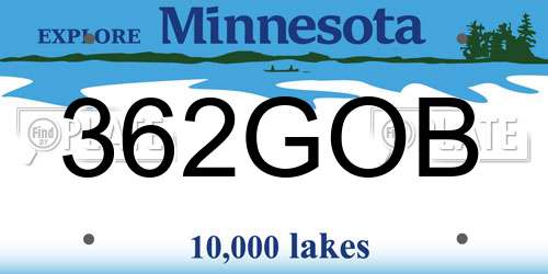 362GOB Minnesota License Plate