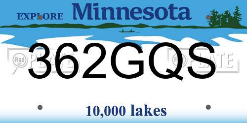362GQS Minnesota License Plate