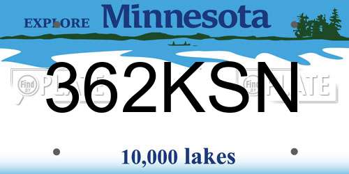 362KSN Minnesota License Plate