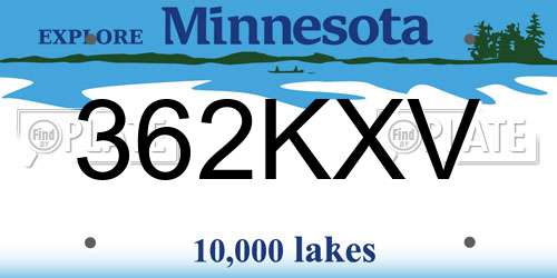 362KXV Minnesota License Plate