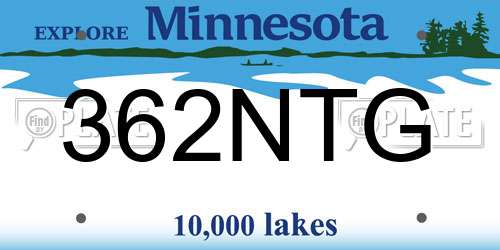 362NTG Minnesota License Plate