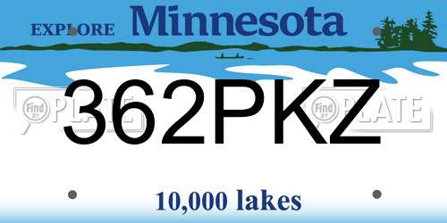 362PKZ Minnesota License Plate