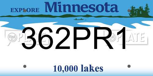 362PR1 Minnesota License Plate