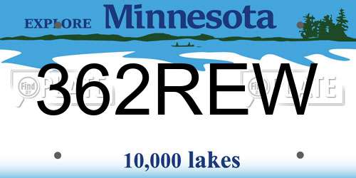 362REW Minnesota License Plate