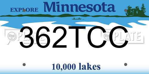 362TCC Minnesota License Plate