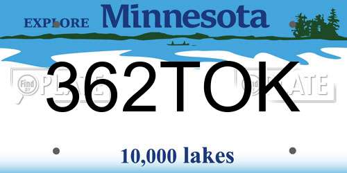 362TOK Minnesota License Plate