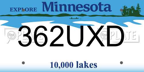 362UXD Minnesota License Plate