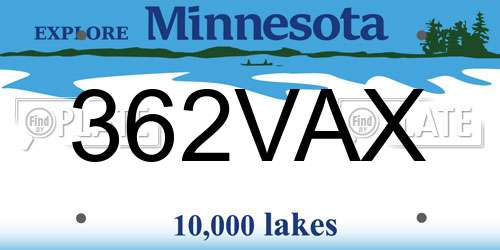 362VAX Minnesota License Plate
