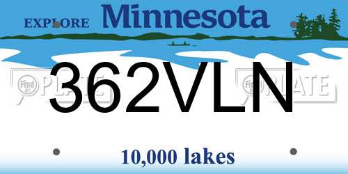 362VLN Minnesota License Plate