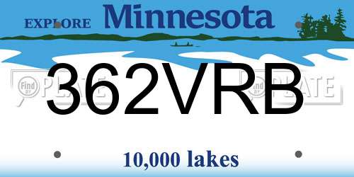 362VRB Minnesota License Plate